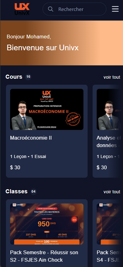 Apercu de la plateforme UnivX